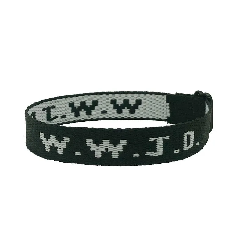 W.W.J.D. Letter Jacquard Printed Wrist Strap Bracelet Ribbon Unisex WWJD Bracelet Adjustable Bracelet display picture 20