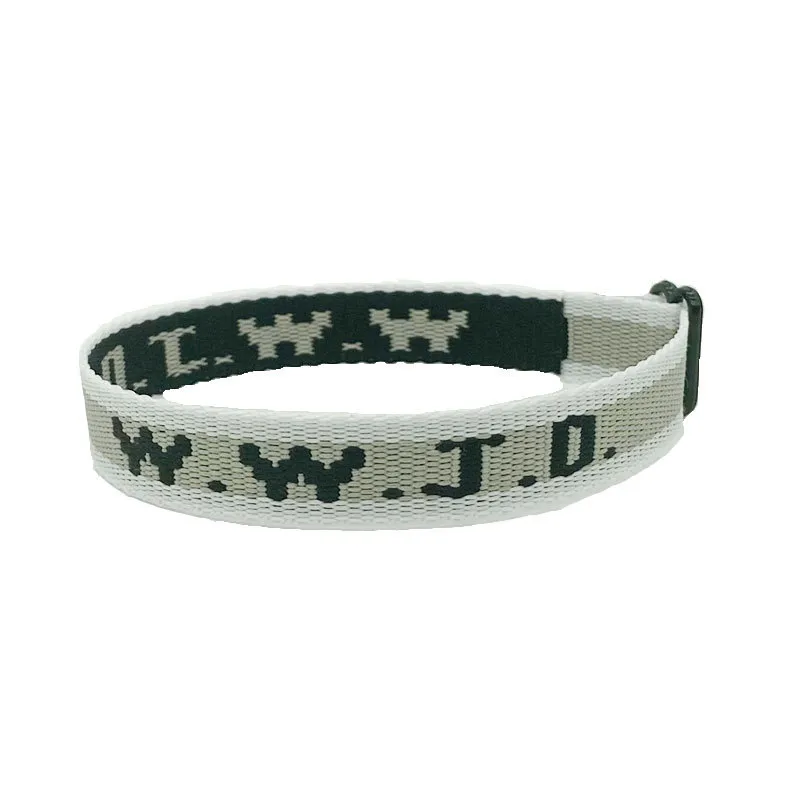 W.W.J.D. Letter Jacquard Printed Wrist Strap Bracelet Ribbon Unisex WWJD Bracelet Adjustable Bracelet display picture 23