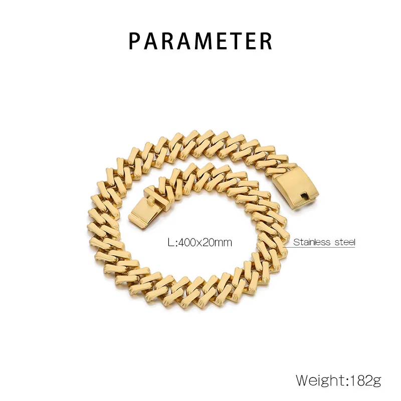 European And American Elegant Hip Hop Stainless Steel 20mm Diamond Cuban Link Chain Necklace Unisex display picture 2