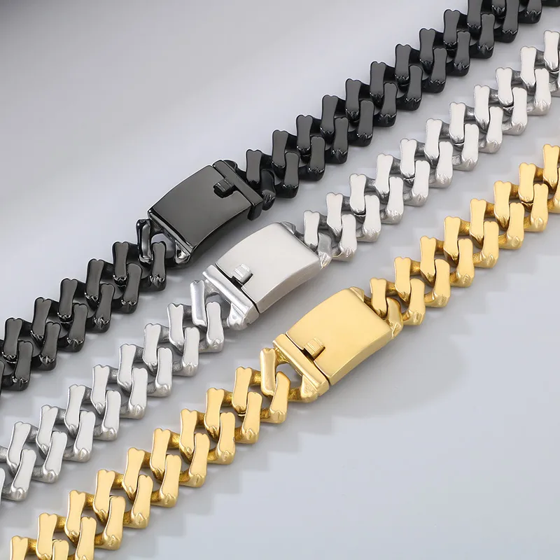 European And American Elegant Hip Hop Stainless Steel 20mm Diamond Cuban Link Chain Necklace Unisex display picture 5