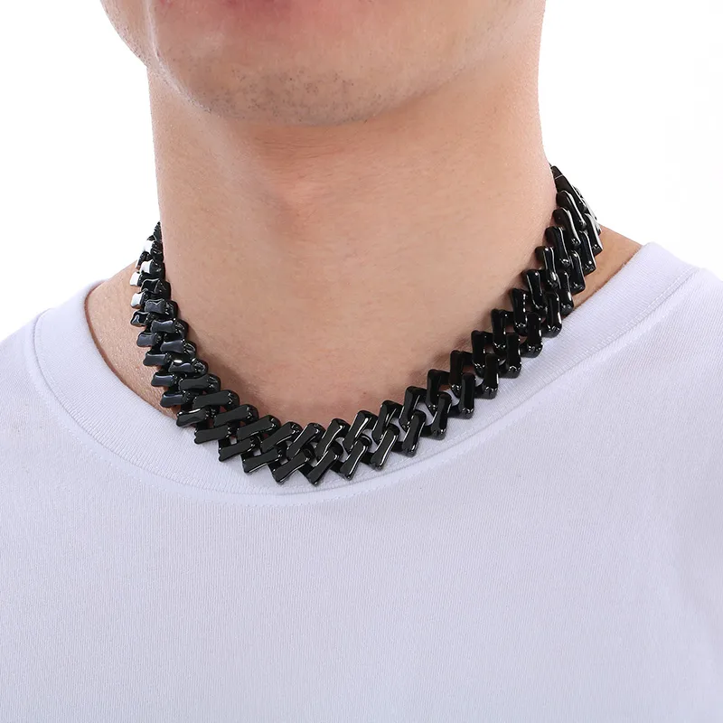 European And American Elegant Hip Hop Stainless Steel 20mm Diamond Cuban Link Chain Necklace Unisex display picture 7