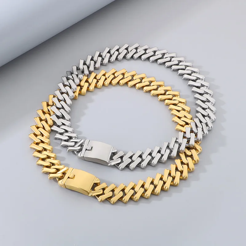 European And American Elegant Hip Hop Stainless Steel 20mm Diamond Cuban Link Chain Necklace Unisex display picture 12