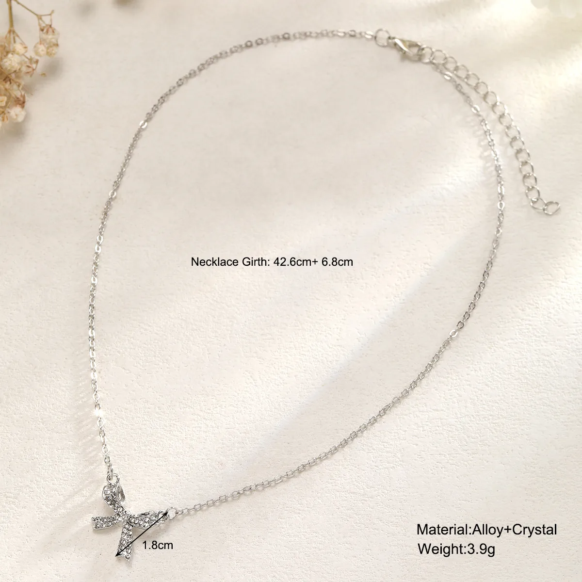 Simple Style Bow Knot Alloy Cable Chain Pendant Necklaces Wholesale display picture 1