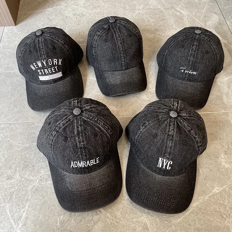 Korean-style Spring And Summer Denim Baseball Cap Women's Washable Old Letter Hat Men's Trendy  Sunscreen Cap display picture 4