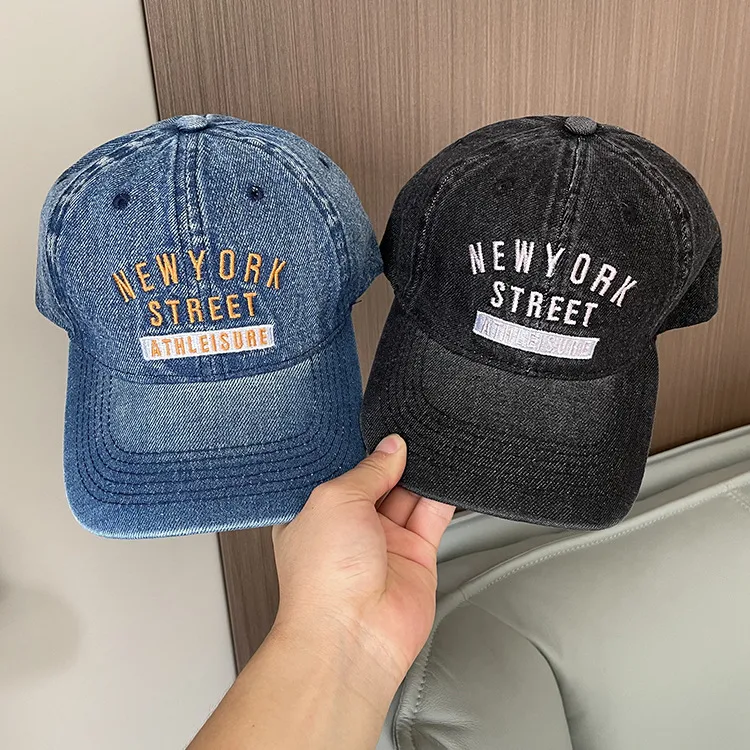Korean-style Spring And Summer Denim Baseball Cap Women's Washable Old Letter Hat Men's Trendy  Sunscreen Cap display picture 5