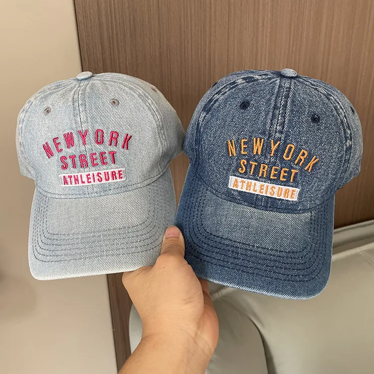 Korean-style Spring And Summer Denim Baseball Cap Women's Washable Old Letter Hat Men's Trendy  Sunscreen Cap display picture 6
