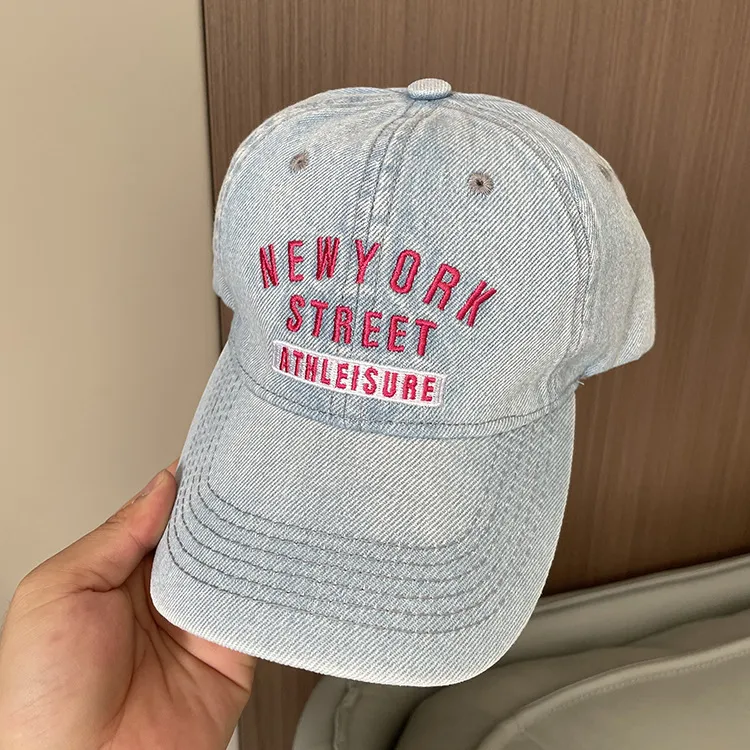 Korean-style Spring And Summer Denim Baseball Cap Women's Washable Old Letter Hat Men's Trendy  Sunscreen Cap display picture 7