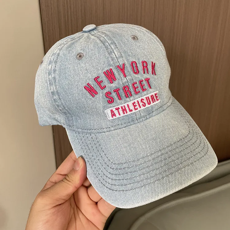 Korean-style Spring And Summer Denim Baseball Cap Women's Washable Old Letter Hat Men's Trendy  Sunscreen Cap display picture 8