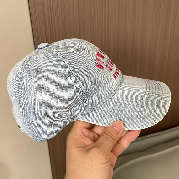 Korean-style Spring And Summer Denim Baseball Cap Women's Washable Old Letter Hat Men's Trendy  Sunscreen Cap display picture 9