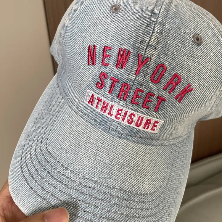 Korean-style Spring And Summer Denim Baseball Cap Women's Washable Old Letter Hat Men's Trendy  Sunscreen Cap display picture 10