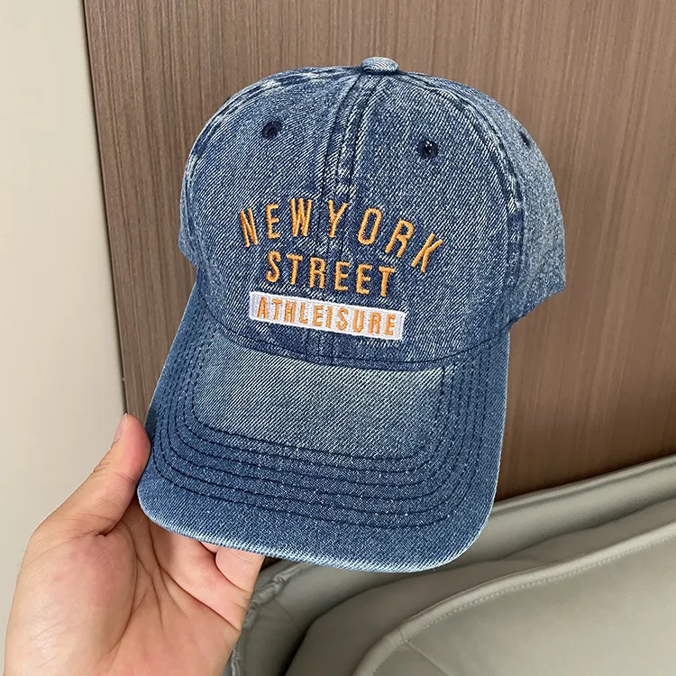 Korean-style Spring And Summer Denim Baseball Cap Women's Washable Old Letter Hat Men's Trendy  Sunscreen Cap display picture 12