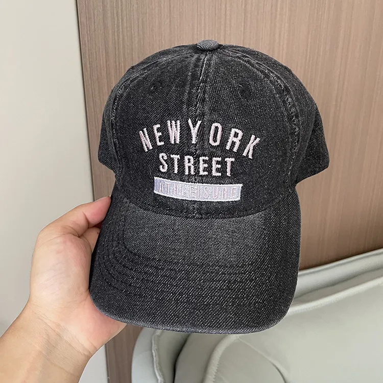 Korean-style Spring And Summer Denim Baseball Cap Women's Washable Old Letter Hat Men's Trendy  Sunscreen Cap display picture 13