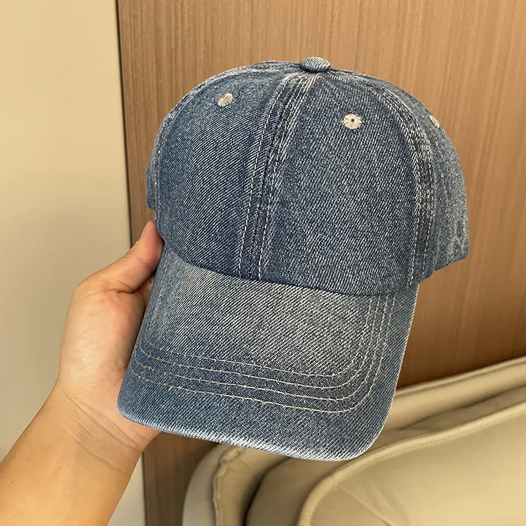 Korean-style Spring And Summer Denim Baseball Cap Women's Washable Old Letter Hat Men's Trendy  Sunscreen Cap display picture 14
