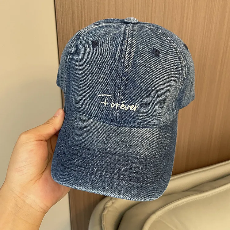 Korean-style Spring And Summer Denim Baseball Cap Women's Washable Old Letter Hat Men's Trendy  Sunscreen Cap display picture 17