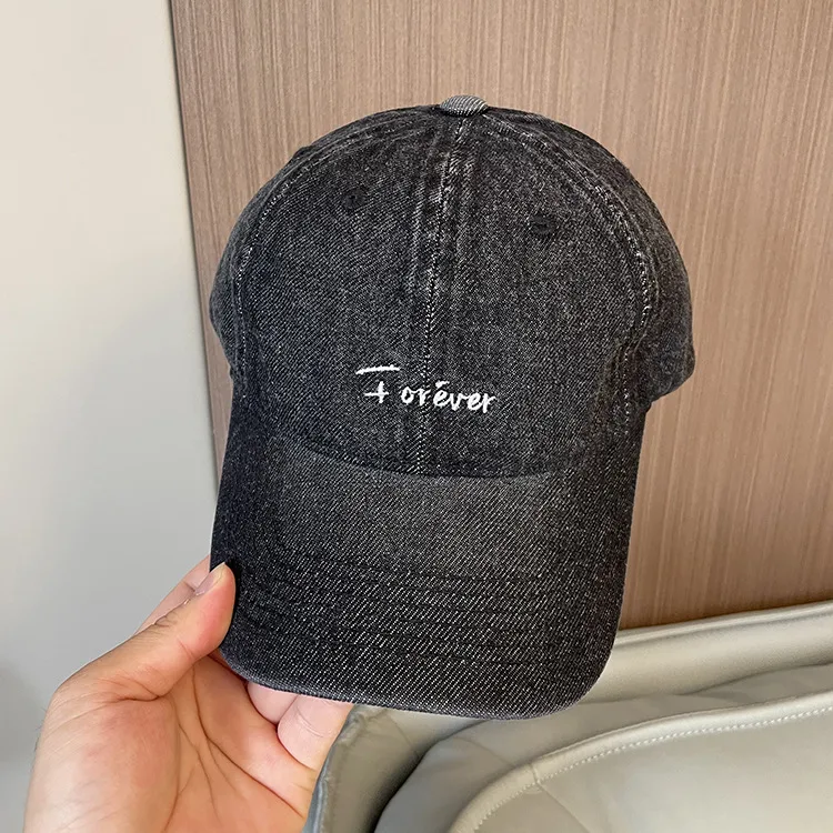 Korean-style Spring And Summer Denim Baseball Cap Women's Washable Old Letter Hat Men's Trendy  Sunscreen Cap display picture 18