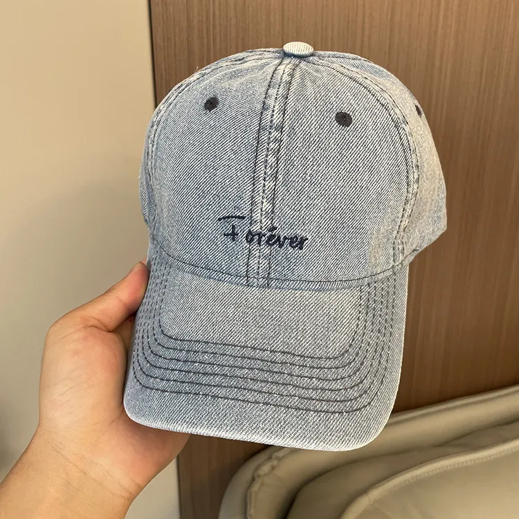 Korean-style Spring And Summer Denim Baseball Cap Women's Washable Old Letter Hat Men's Trendy  Sunscreen Cap display picture 19