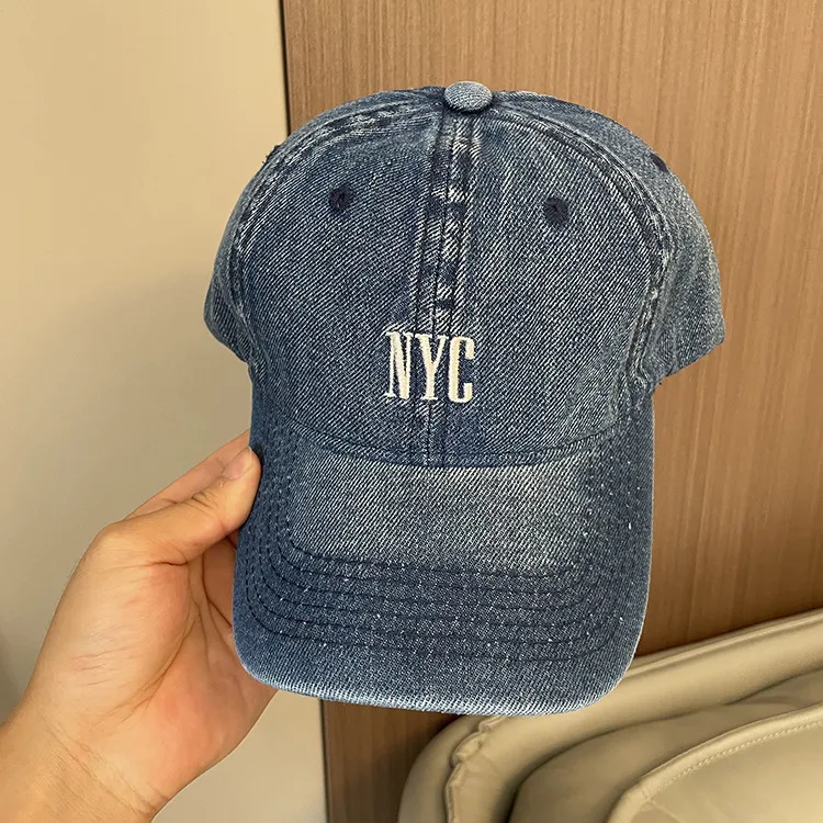 Korean-style Spring And Summer Denim Baseball Cap Women's Washable Old Letter Hat Men's Trendy  Sunscreen Cap display picture 20