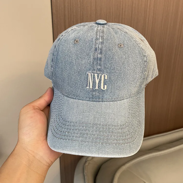Korean-style Spring And Summer Denim Baseball Cap Women's Washable Old Letter Hat Men's Trendy  Sunscreen Cap display picture 22