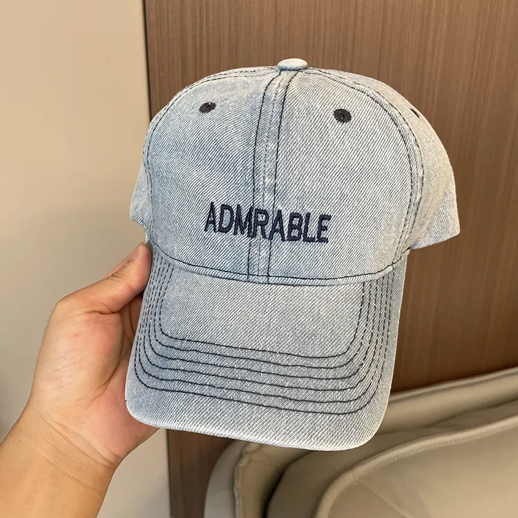 Korean-style Spring And Summer Denim Baseball Cap Women's Washable Old Letter Hat Men's Trendy  Sunscreen Cap display picture 25