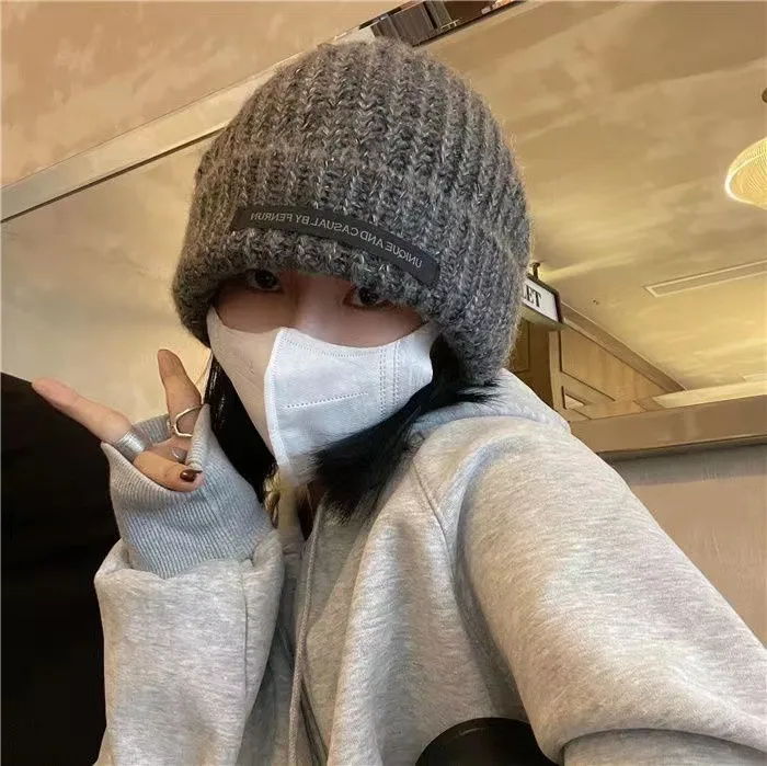 Heap Hat Autumn And Winter Knitted Hat Lengthened Hat Big Head Wool Hat Korean Style Cold-proof Warm-keeping Fashionable  Cold Hat display picture 2