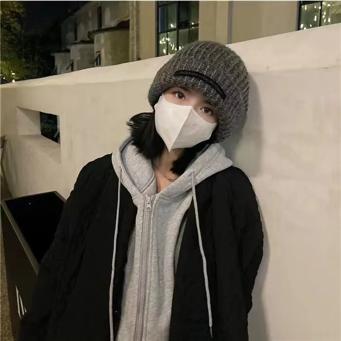 Heap Hat Autumn And Winter Knitted Hat Lengthened Hat Big Head Wool Hat Korean Style Cold-proof Warm-keeping Fashionable  Cold Hat display picture 5