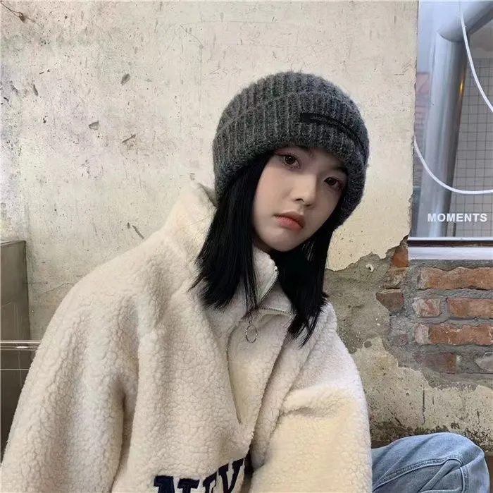 Heap Hat Autumn And Winter Knitted Hat Lengthened Hat Big Head Wool Hat Korean Style Cold-proof Warm-keeping Fashionable  Cold Hat display picture 6