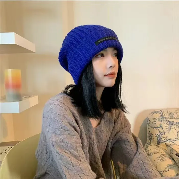 Heap Hat Autumn And Winter Knitted Hat Lengthened Hat Big Head Wool Hat Korean Style Cold-proof Warm-keeping Fashionable  Cold Hat display picture 9