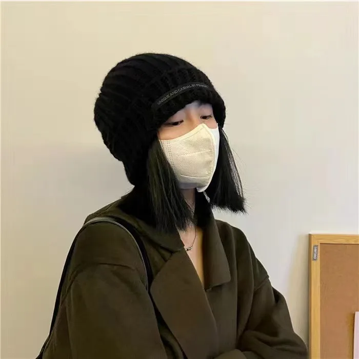 Heap Hat Autumn And Winter Knitted Hat Lengthened Hat Big Head Wool Hat Korean Style Cold-proof Warm-keeping Fashionable  Cold Hat display picture 11