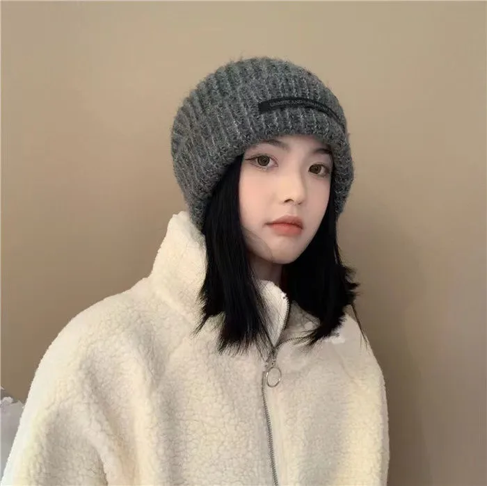 Heap Hat Autumn And Winter Knitted Hat Lengthened Hat Big Head Wool Hat Korean Style Cold-proof Warm-keeping Fashionable  Cold Hat display picture 12