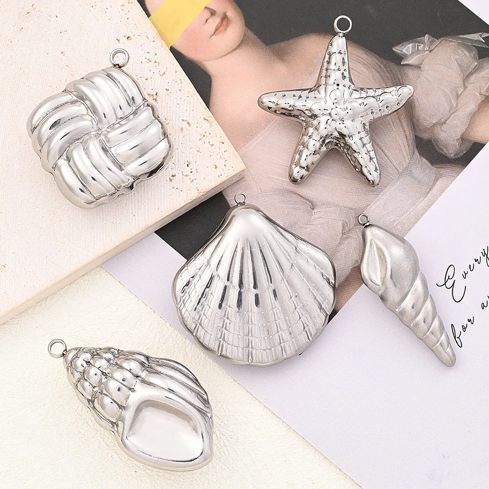 Best Seller In Europe And America DIY Ornament Accessories Conch Starfish Shell Woven Square Pendant display picture 1