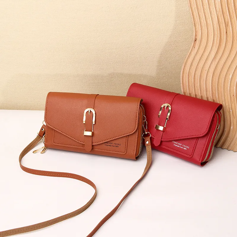 New Style Mobile Phone Bag Women's Fashionable Shoulder Crossbody Small Bag Cover Magnetic Buckle Multi-Layer Advanced Texture Mini Mobile Phone Bag display picture 2