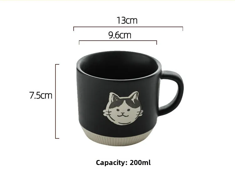 Vintage Stoneware Mug Underglaze Hand Painted Kitten Ceramic Cup Office Coffee Cup Household Water Cup Hand Gift display picture 2