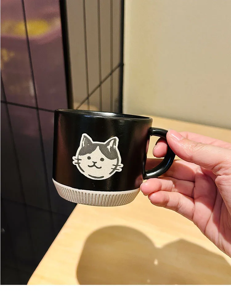 Vintage Stoneware Mug Underglaze Hand Painted Kitten Ceramic Cup Office Coffee Cup Household Water Cup Hand Gift display picture 9