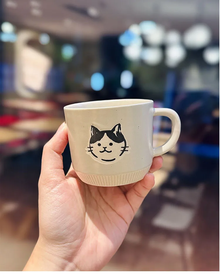 Vintage Stoneware Mug Underglaze Hand Painted Kitten Ceramic Cup Office Coffee Cup Household Water Cup Hand Gift display picture 16