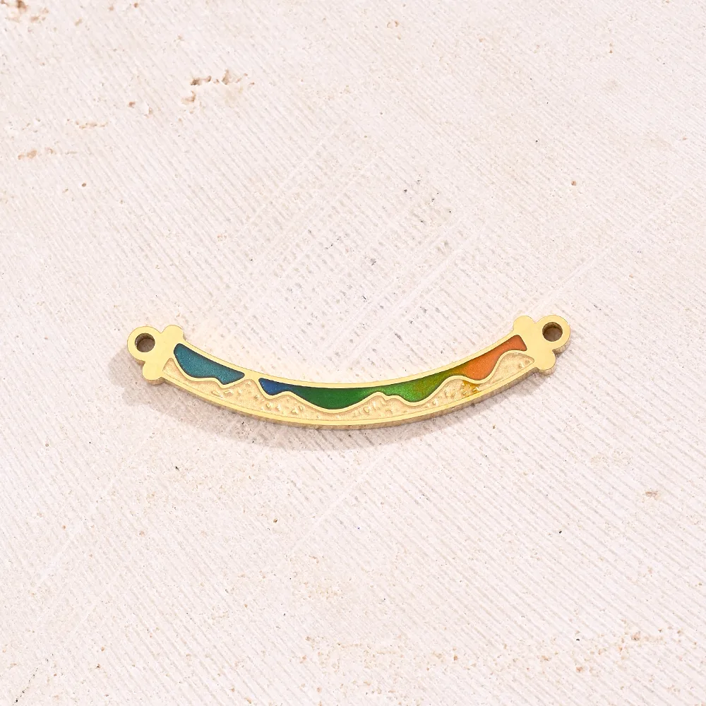 Best Seller In Europe And America Creative DIY Ornament Accessories Furnace Vacuum Plating Colorful Oil Necklace Micro-Inlaid Glass Rhinestone Geometric Pattern Moon Leaves Bamboo Joint Antlers Bow Arc Connector display picture 5