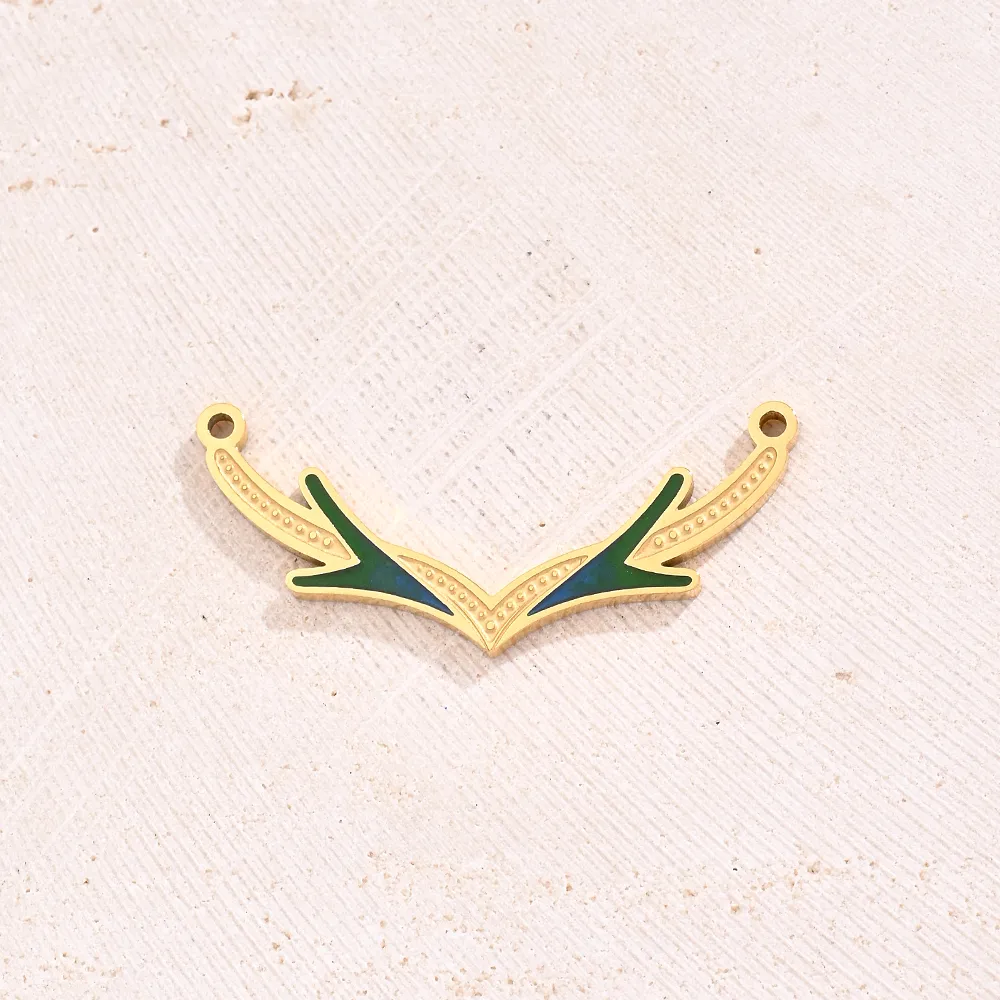 Best Seller In Europe And America Creative DIY Ornament Accessories Furnace Vacuum Plating Colorful Oil Necklace Micro-Inlaid Glass Rhinestone Geometric Pattern Moon Leaves Bamboo Joint Antlers Bow Arc Connector display picture 7