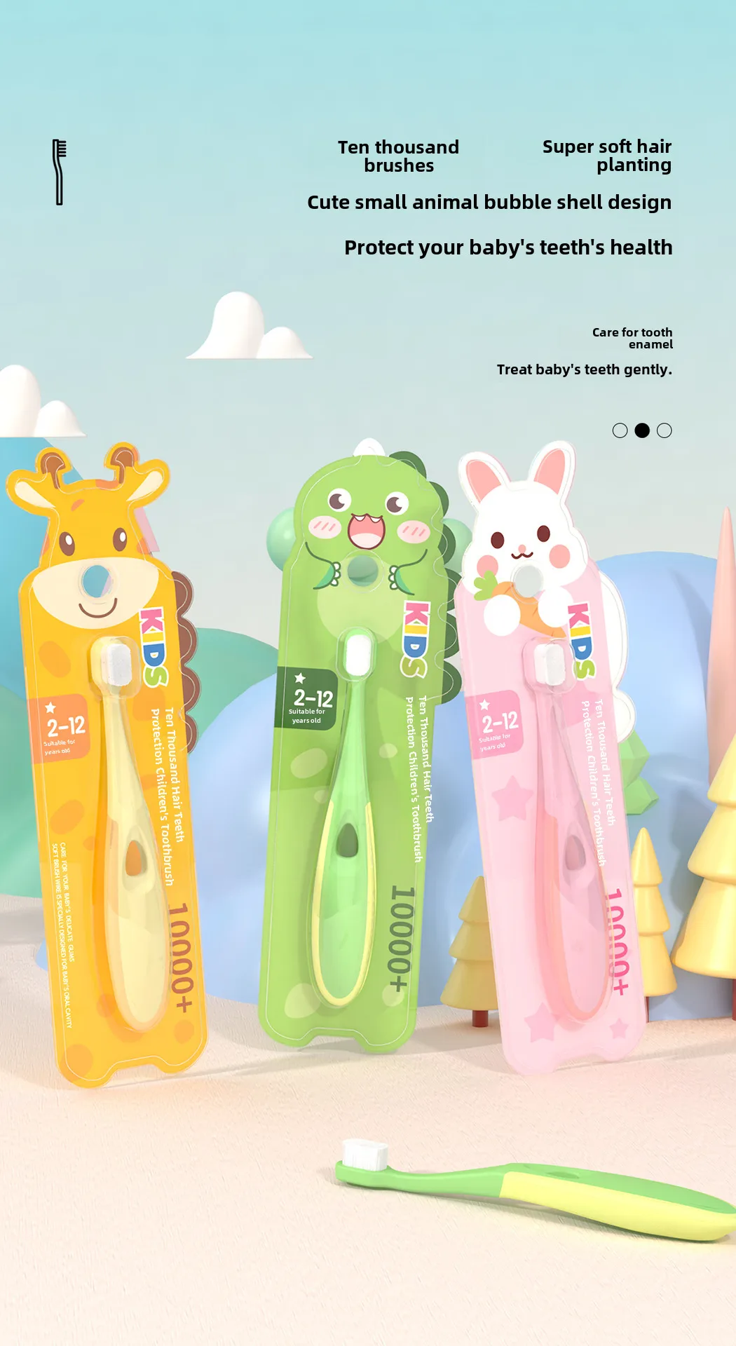 Mike Children's Toothbrush Soft Fur Wholesale Cleaning Gum Care Cartoon Small Animal Shape 2-12 Years Old Baby Single Pack display picture 1