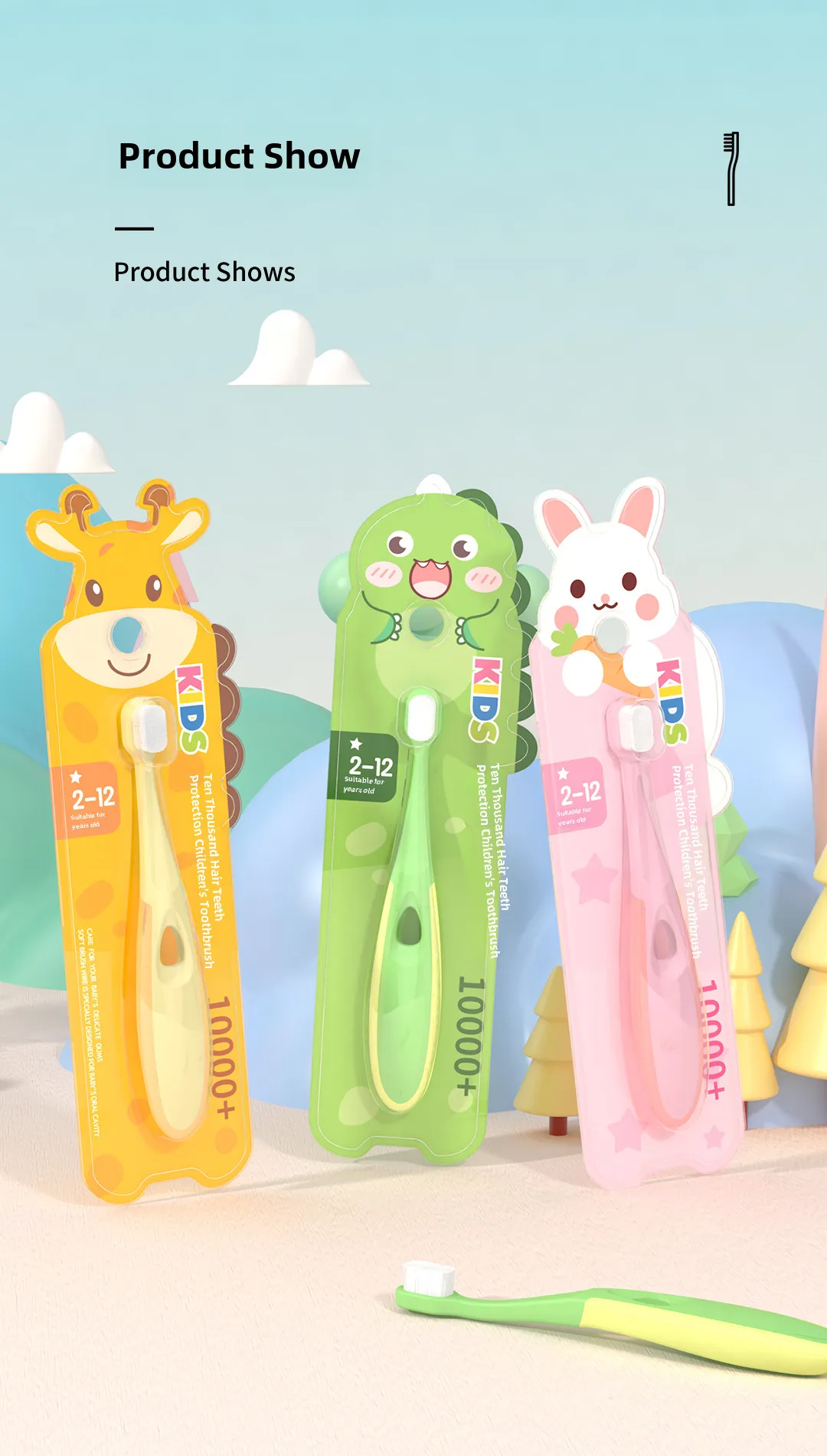 Mike Children's Toothbrush Soft Fur Wholesale Cleaning Gum Care Cartoon Small Animal Shape 2-12 Years Old Baby Single Pack display picture 9