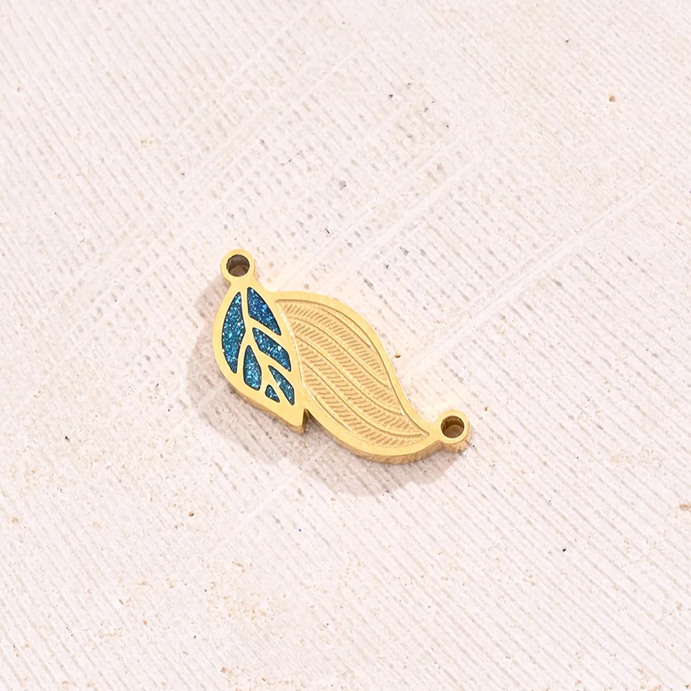 Best Seller In Europe And America Creative DIY Ornament Accessories Furnace Vacuum Plating Colorful Oil Necklace Green Glass Bow Clover Cartoon Love Ring Leaf Connector display picture 2
