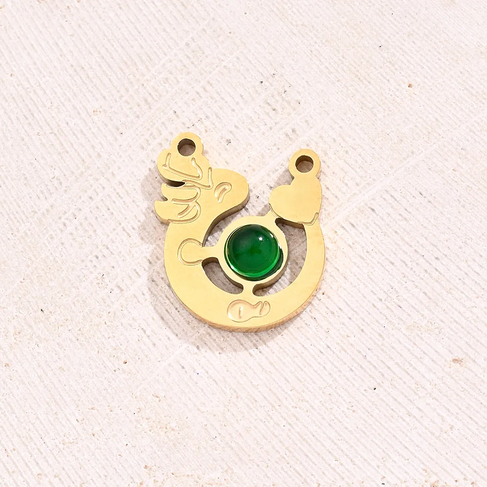 Best Seller In Europe And America Creative DIY Ornament Accessories Furnace Vacuum Plating Colorful Oil Necklace Green Glass Bow Clover Cartoon Love Ring Leaf Connector display picture 4