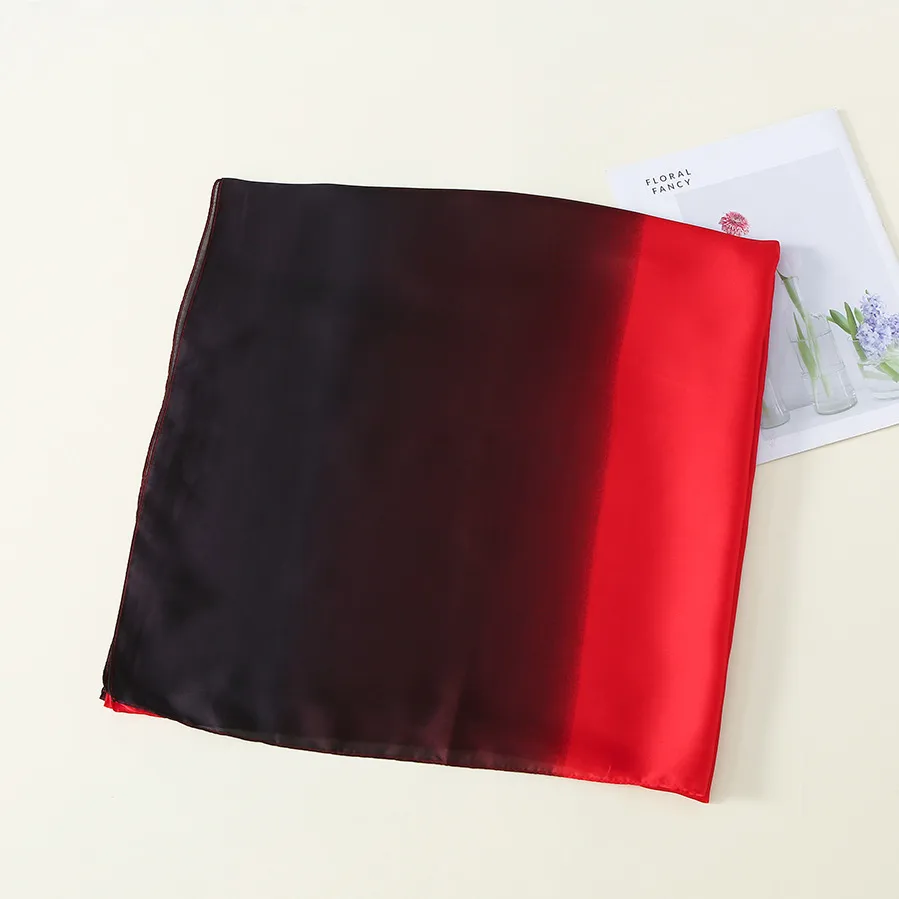23 New Gradient Color Scarf Transitional Color New Silk Satin Scarf Scarf Elegant Long Women's Shawl Solid Color display picture 3