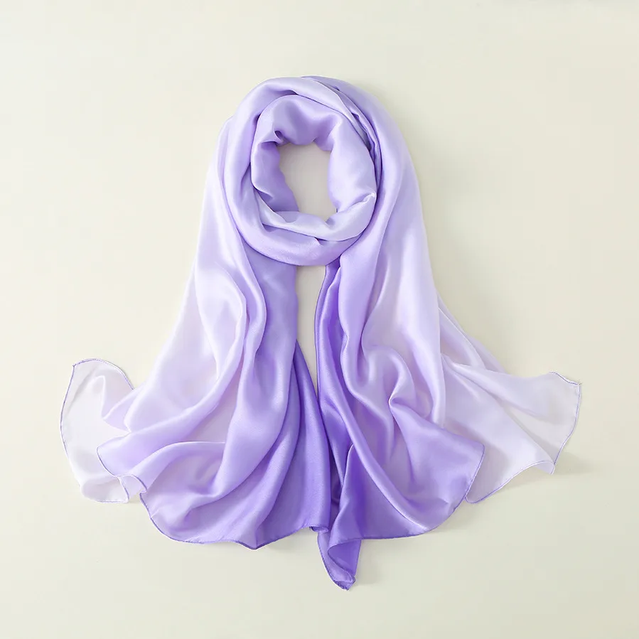 23 New Gradient Color Scarf Transitional Color New Silk Satin Scarf Scarf Elegant Long Women's Shawl Solid Color display picture 10