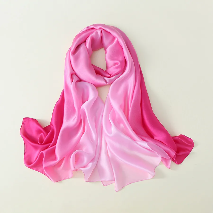 23 New Gradient Color Scarf Transitional Color New Silk Satin Scarf Scarf Elegant Long Women's Shawl Solid Color display picture 14