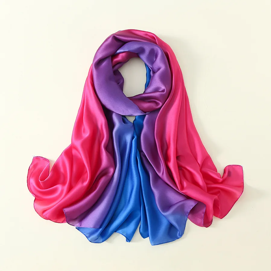 23 New Gradient Color Scarf Transitional Color New Silk Satin Scarf Scarf Elegant Long Women's Shawl Solid Color display picture 26