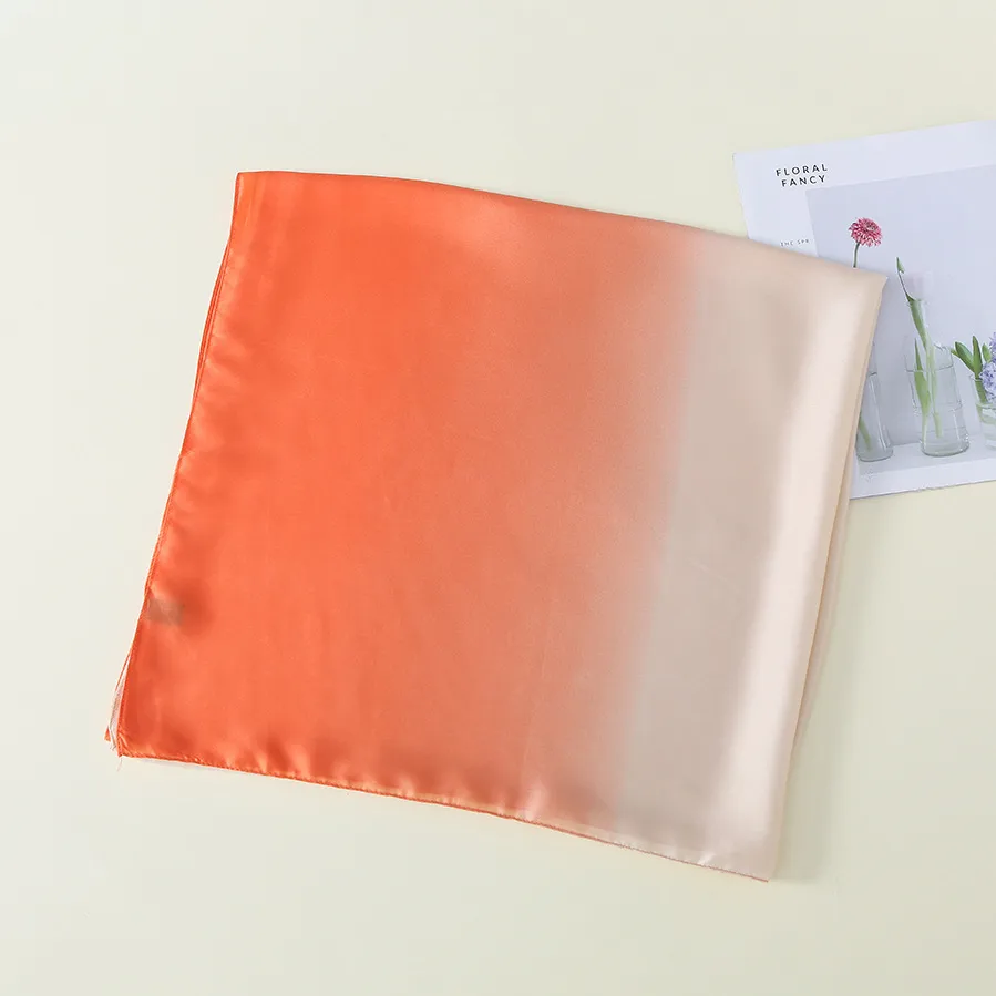 23 New Gradient Color Scarf Transitional Color New Silk Satin Scarf Scarf Elegant Long Women's Shawl Solid Color display picture 36