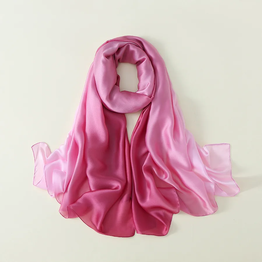 23 New Gradient Color Scarf Transitional Color New Silk Satin Scarf Scarf Elegant Long Women's Shawl Solid Color display picture 38