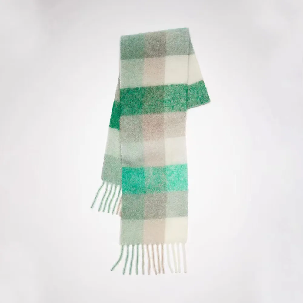 Mohair Rainbow Autumn And Winter Wool Thickened Long Net Red Sea Plaid Scarf Women's British-style  Trendy Warm-keeping · display picture 15