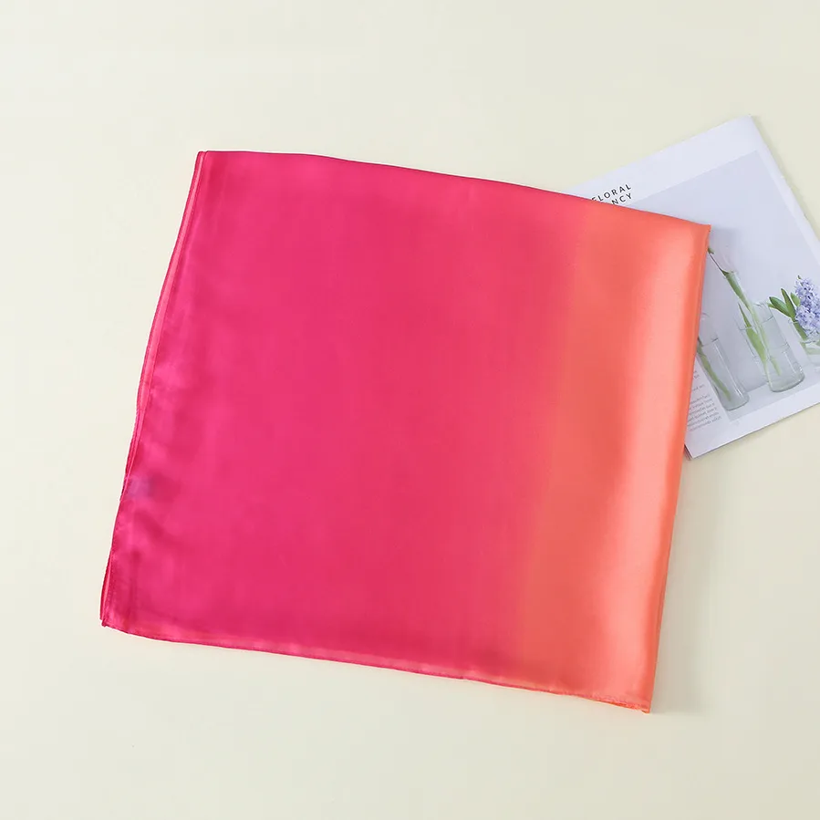 23 New Gradient Color Scarf Transitional Color New Silk Satin Scarf Scarf Elegant Long Women's Shawl Solid Color display picture 51