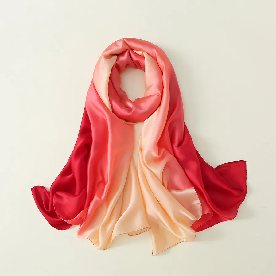 23 New Gradient Color Scarf Transitional Color New Silk Satin Scarf Scarf Elegant Long Women's Shawl Solid Color display picture 54