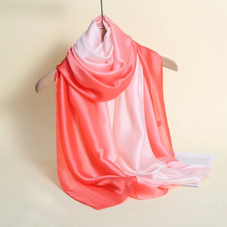 23 New Gradient Color Scarf Transitional Color New Silk Satin Scarf Scarf Elegant Long Women's Shawl Solid Color display picture 61
